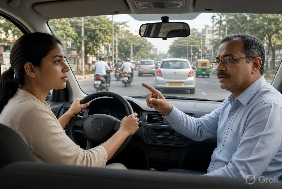 Steering & Practice - Step 04 driving training in Ambattur & Chennai - Om Sakthi Mangadu Kamatchi Driving School