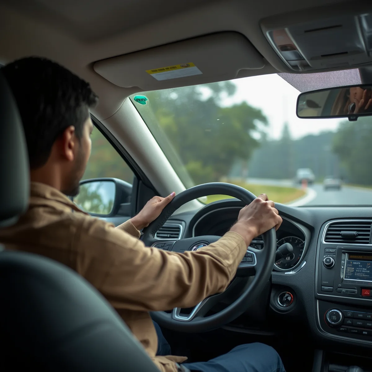 Student practicing dual-control driving on quiet roads in Athipet & Ayapakkam Chennai - Om Sakthi Mangadu Kamatchi Driving School